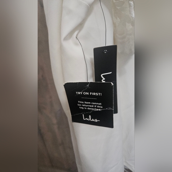 LULU'S Dance a Little Lace White Embroidered Short Sleeve Shift Dress. M NWT - Picture 7 of 16